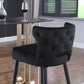 Henley - Set of 2 - 28" Black Velvet Counter Height Stools with Gold-Tipped Metal Legs