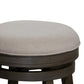 Cirvelle - Set of 2 - 24" Weathered Gray Counter Stools with Charcoal Fabric Seat, Backless Swivel