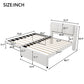 Upholstery Platform Bed With Trundle, Trundle Can Be Flat Or Erected