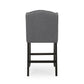 Videssa - Set of 2 - 27" Wingback Counter Stools with Charcoal Fabric & Dark Brown Rubberwood