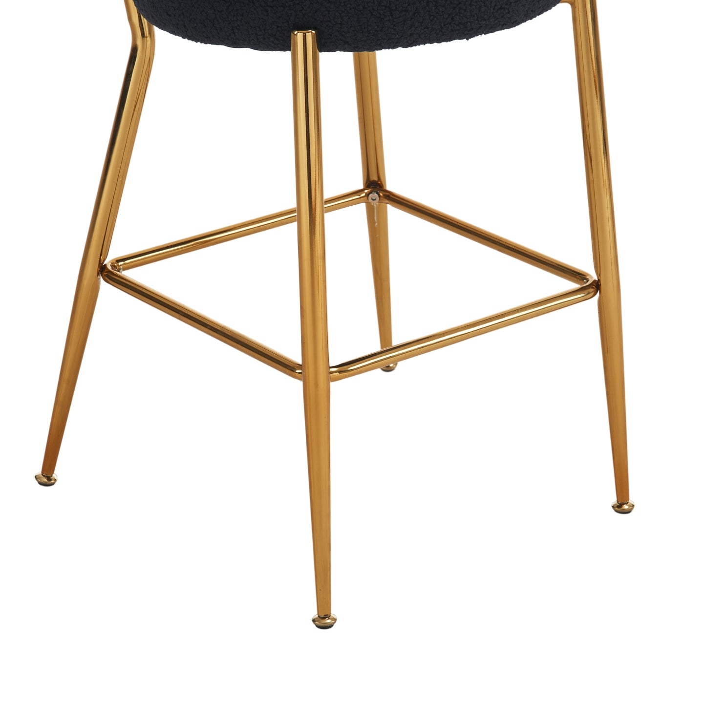 Nashford - Set of 2 - 25" Black Bar Stools with Modern Teddy Fabric Upholstery and Metal Base for Kitchen & Dining