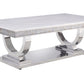 Zander - Printed Faux Marble Top & Mirrored Table - Marble