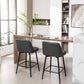 Harvaloni - Set of 2 - 26" Swivel Counter Stools with Grey Upholstered Seat and Metal Legs