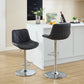 Samsonite - Set of 2 - 30" Black Adjustable Swivel Bar Stools with High Back, Ergonomic PU Leather for Kitchen Island