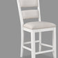 Suzanna - Set of 2 - 24" White Counter Stools with Ladder Back and Cream Cushioned Seats