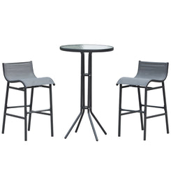 Hollie - Set of 2 - 23.5" Charcoal Gray Round Pub Table with Bar Height Outdoor Bistro Chairs