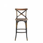 Zafira - Set of 2 - 29" Industrial Vintage Bar Chairs with High Backrest, Antique Copper and Oak Finish