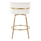 Azalea - Set of 2 - 26" Cream Velvet Swivel Counter Stools with Gold Metal Frame