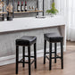 Hazelwood - Set of 2 - 29" Black Faux Leather Counter Height Stools - Backless Farmhouse Design - Comfortable Bar Chairs for Kitchen