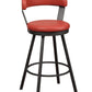 Appart - Set of 2 - 29" Red Faux Leather Swivel Bar Stools with Metal Base & High Back for Dining Room