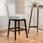 Mansfield- Set of 2 - 26" Beige & Black Fabric Swivel Counter Stools with Espresso Wood Queen Anne Legs, Traditional Design