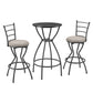 Vanguard - Set of 3 - Black Industrial Counter Height Table with 24" Seat Height Chairs, Metal Back, and Fabric Seats