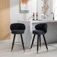 Lathenor - Set of 2 - 26" Black Velvet Counter Height Bar Stools with Solid Wood Legs, Fixed Height, and 360° Swivel for Kitchen or Bar Seating