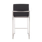 Fairfield - Set of 2 - 24" Black Faux Leather Counter Stools with High Back and Stainless Steel Frame