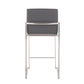 Frosthaven - Set of 2 - 25" Grey Faux Leather High Back Counter Stools with Stainless Steel Frame