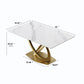 63" Modern Artificial Stone Panel Double-Ring Stainless Steel Metal Legs, Can Accommodate 6-8 People - White / Gold