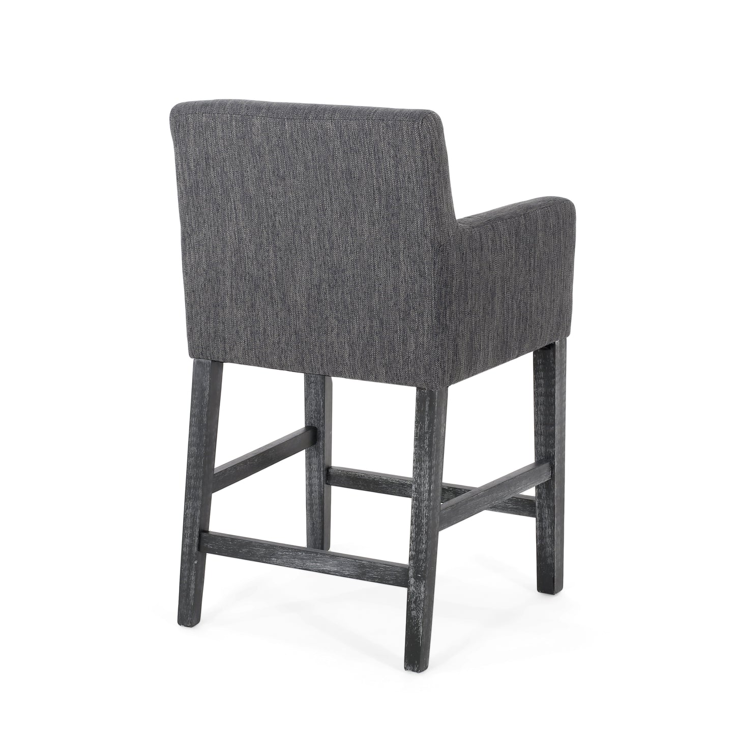 Levison - Set of 1 - 26" Upholstered Counter Stool in Charcoal Gray Fabric with Rubberwood Frame