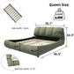 Luxury Upholstered Platform Bed With Oversized Padded Backrest And Solid Wood Frame
