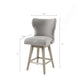 Esmare - Set of 2 -  26" - Light Grey Wingback Upholstered Swivel Counter Stools with Button-Tufted Back,