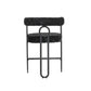 Lynsandra - Set of 2 - 24" Black Chenille Upholstered Bar Stools with Curved Backrest and Black Metal Legs