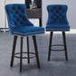Swivel Bar Stools With Button Tufted Design And Rivet Trim