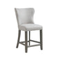 Vayla - Set of 1 - 25.5" Cream Upholstered Counter Stool with Wing Back and Solid Wood Legs