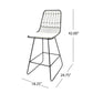 Niez - Set of 2 - 26" Black and Ivory Wire Counter Stools with Cushions