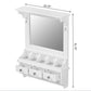 Floating Makeup Vanity With Big Mirror, Wall Mounted Storage Vanity With Drawers, Pockets & Hooks, Space Saving Decorative Home Organizer - White