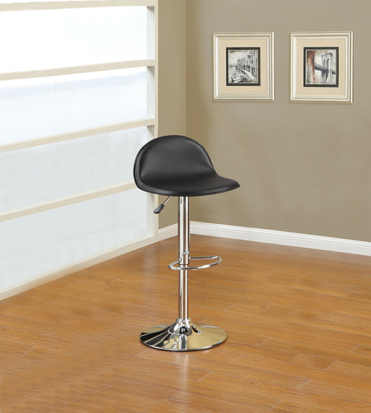 Hampstead - Set of 2 - 24" Black Faux Leather Adjustable Height Stools with Modern Chrome Base - Kitchen & Dining Bar Chairs