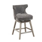 Gilded - Set of 2 - 26" Charcoal Upholstered Swivel Counter Stools with Low Back and Light Grey Solid Wood Legs