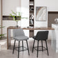 Harvaloni - Set of 2 - 26" Swivel Counter Stools with Grey Upholstered Seat and Metal Legs