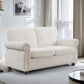 Soft Loveseat, Upholstered 2 Seater Couch, Loose Back Cushions And Turned Legs