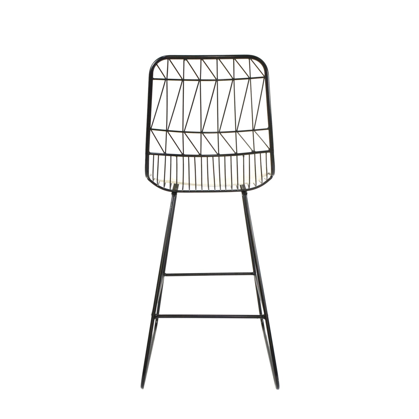 Niez - Set of 2 - 26" Black and Ivory Wire Counter Stools with Cushions