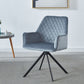 Modern Desk Chair No Wheel, Ergonomic Office Chair Home Office Upholstered Chair, Computer Chair For Bedroom, Reception Room, Living Room With Metal Legs - Blue