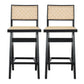Keira - Bar Stool (Set of 2) - Black / Rattan