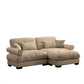 Modern Sectional Sofa With Ottoman, Round Bolster Armrests, Waist And Throw Pillows