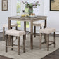 Torreon - Set of 5 - 24" Stool - Gray & Beige Transitional Counter Height Dining Set with Fabric Upholstered Saddle Seat Stools, Solid Wood Dining Table