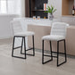 Fluxion - Set of 2 - 27" Beige Modern Linen Bar Stools Comfortable Upholstered Seating with Metal Footrest