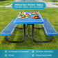 Outdoor Steel Picnic Rectangular Table With Umbrella Pole