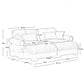 Modern Sectional Sofa With Ottoman, Round Bolster Armrests, Waist And Throw Pillows