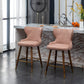 Nerissa - Set of 2 - 26" Pink Fauher Tufted Counter Stools x Leatwith Nailhead Trim