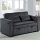 Modern Style Convertible Sofa With Pull-Out Bed, USB Ports & Cup Holders