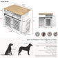 Modern Style 2 In 1 Pet Friendly Dog Crate Kitchen Island End Table Metal Pine - Natural / White