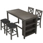 Montclaire - Set of 5 -36" Rustic Gray Counter Height Dining Set with Solid Wood Table, 2 Chairs, and 2 Stools