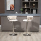 Mynroe - Set of 2 - Ivory Swivel Adjustable Counter Height Bar Stools with Footrest