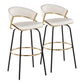 Jie - Fixed Height Contemporary Barstool With Swivel Round Footrest (Set of 2) - Gold / White / Black