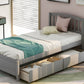 Platform Storage Bed Wood Bed Frame With Two Drawers And Headboard