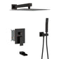 Wall Mounted Square Shower System With Waterfall Tub Spout And 12" Shower Head - Oil-Rubbed Bronze