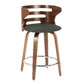 Emiliano - Set of 2 - 26" Mid-Century Modern Swivel Counter Stools with Walnut Wood and Charcoal Fabric