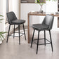 Harvaloni - Set of 2 - 26" Swivel Counter Stools with Grey Upholstered Seat and Metal Legs